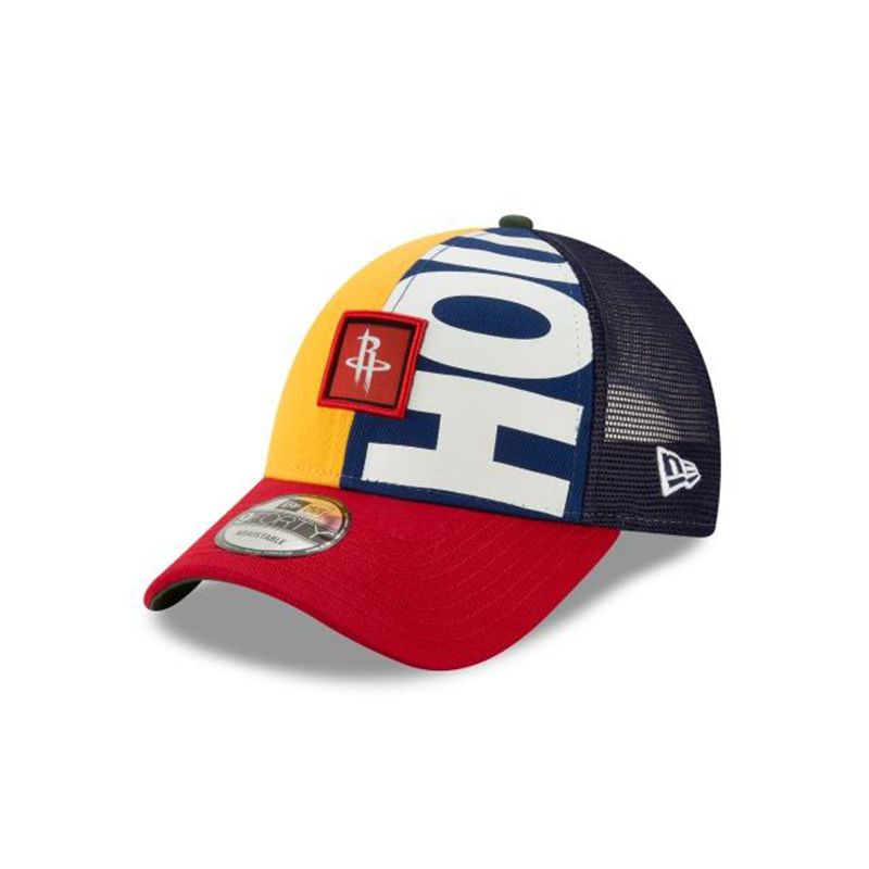 NBA Houston Rockets Trucker Mix 9Forty Adjustable (DUI8525) - Yellow New Era Caps